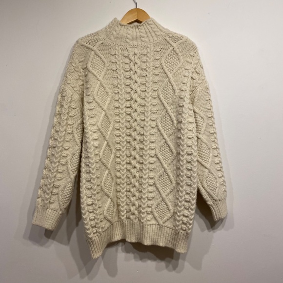 Zara White Cableknit Oversized Mock Neck Sweater Size Small-Medium - Picture 2 of 4